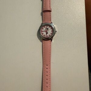 Disney Pink Minnie Mouse Leather Strap Watch